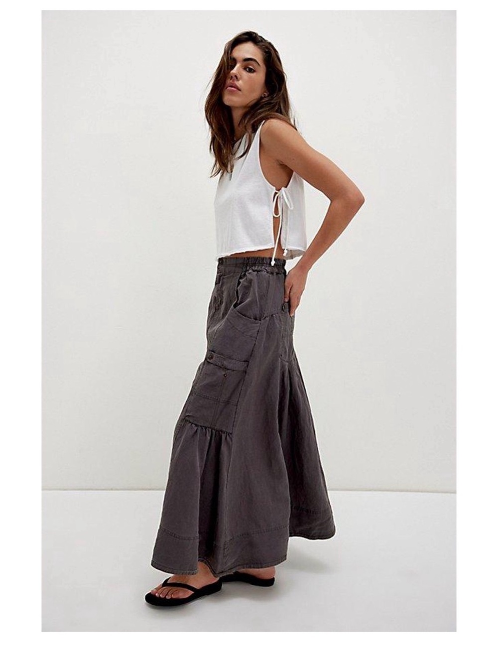 FREE PEOPLE Rough Riding Utility Skirt, size M, Elastic Waist, EXCELLENT Cond.